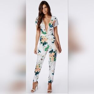 Missguided Floral V-Neck Jumpsuit